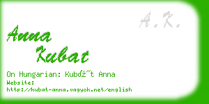 anna kubat business card